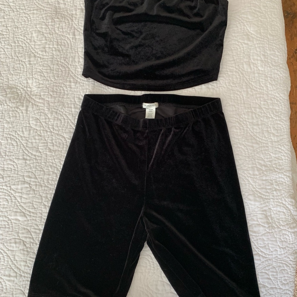 Black Velvet Tube Top and Biker Shorts stretchy Set